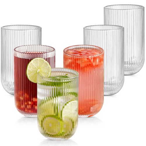 Ribbed drinking glasses set - 6x,