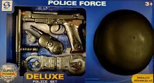 Kids Toy Police Fancy Dress Pretend Play Set Revolver Gun Sound Helmet Handcuffs