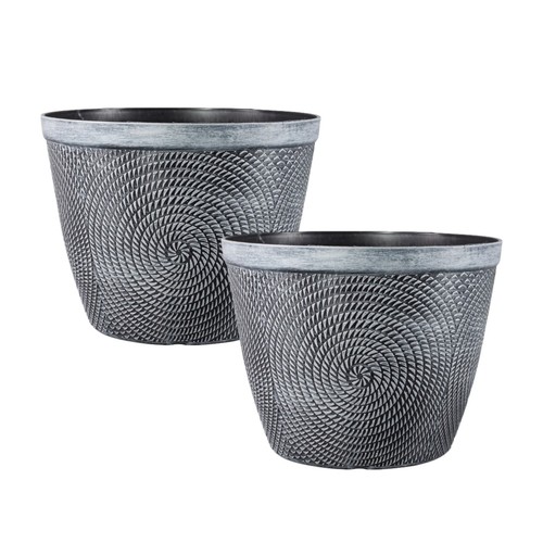 2pc round silver grey plant - 2pc,
