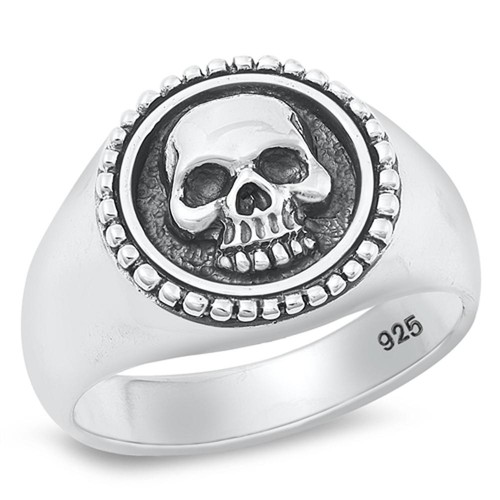 Unique oxidized skull ring - unique,