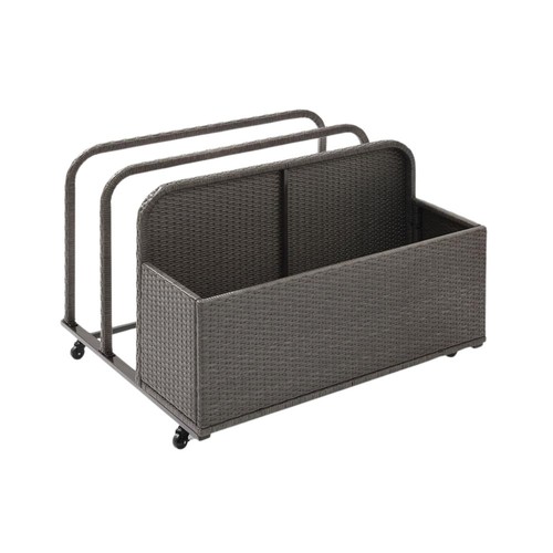 Gray wicker pool cart - gray, with