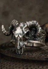 Horned Goat Silver Ram Skull