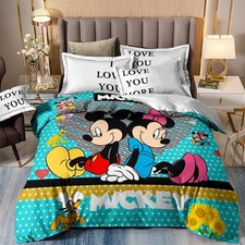 Soft Mickey Minnie Mouse Duvet Quilt Cover Bedding Set Pillowcases Single Size