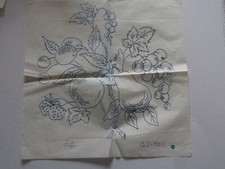 Vintage embroidery transfer Fruit Pear Strawberry Grape Leaves  32 x 30cm