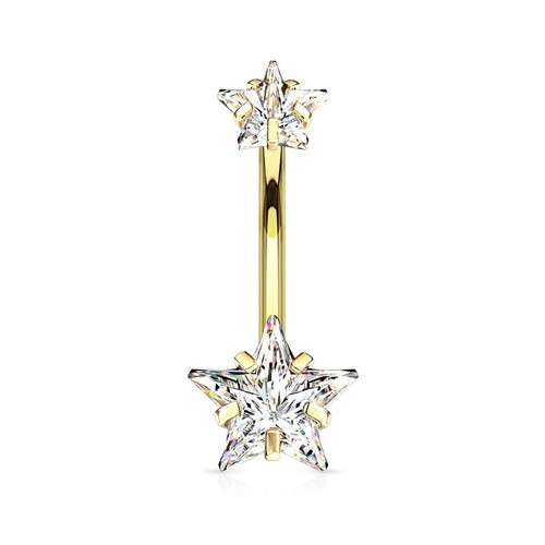 Gold plated belly bar - belly, double