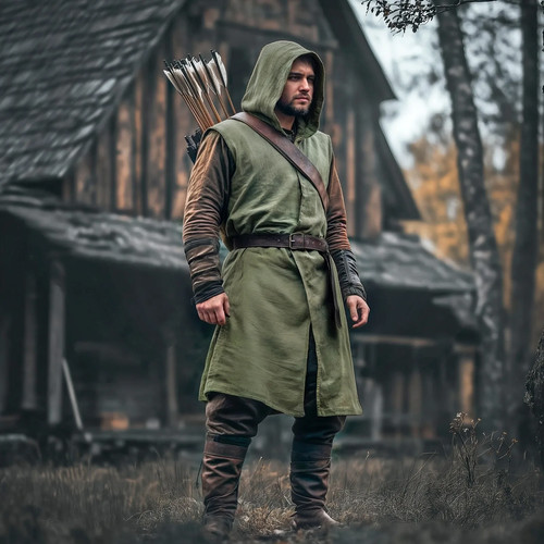 Medieval hooded cape - cape, cloak