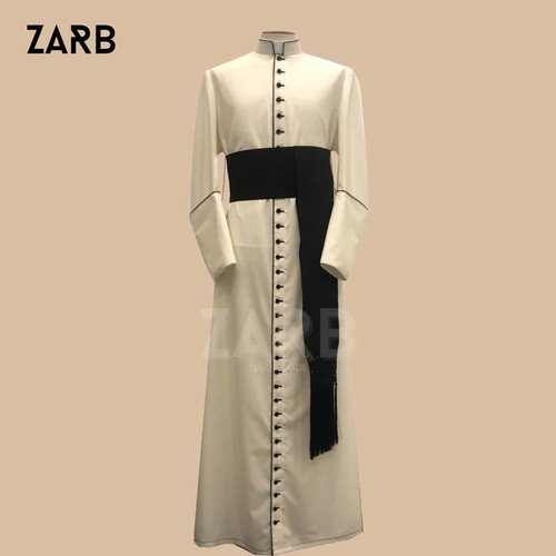 Cream roman cassock black - cream, trim