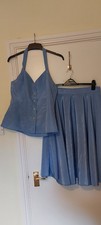 Full Circle Skirt & Top Blue 1950s Rock & Roll Swing Dance  Fancy Dress  Size 14
