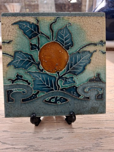 Antique fireplace minton tile - antique,