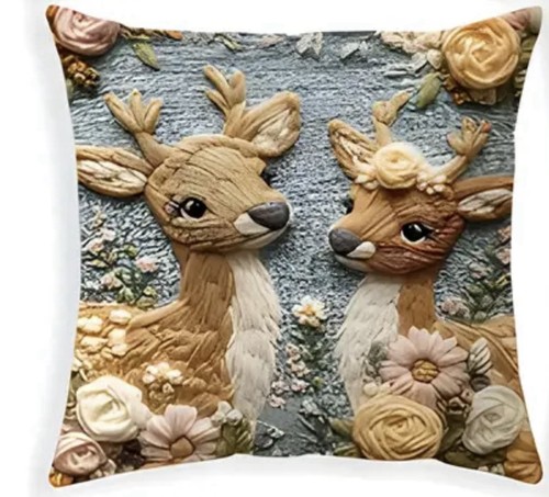 Deer fawn cushion cover - x2,
