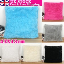 43×43cm Fluffy Fur Cushion Covers Plush Throw Pillow Cases Home Sofa Decoration