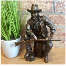 Studio Bronze Screen Legend John Wayne Sitting on Log Figurine JD51284
