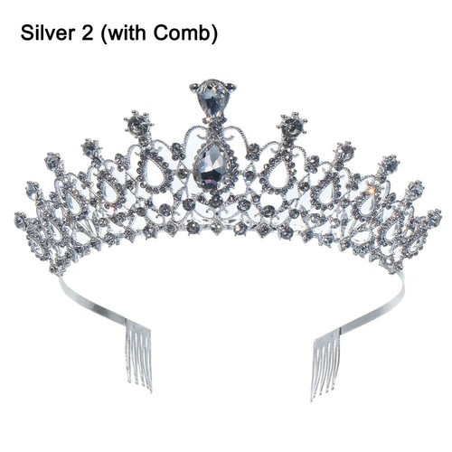 Prom silver tiara crown - silver,