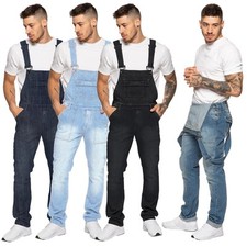 Enzo Jeans Dungarees Mens Denim Overalls Jumpsuit Heavy Duty Workwear Dungaree