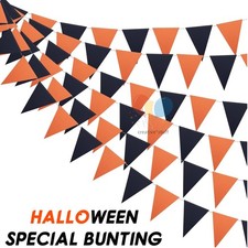 2025 Halloween Bunting Banner Black Orange Flag Garland Pennant Indoor Outdoor