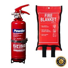 1kg ABC Dry Powder Fire Extinguisher & Fire Blanket, Bracket, Car, Taxi Kitchen