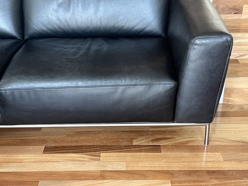 Natuzzi black leather seater - natuzzi,