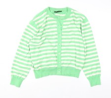 Zara Women Green White Striped