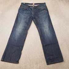 Hugo Boss Mens Jeans 36x31 Blue Orange 31 Regular Straight Fit Denim W36 L31