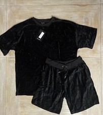 Mens T Shirt Shorts set XL Velour Summer Tracksuit Set RRP £50 Boohoo Man