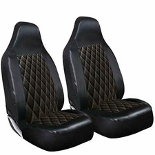 FOR VW CADDY GOLF TIGUAN TOURAN PASSAT POLO BLACK QUILTED LEATHER SEAT COVERS
