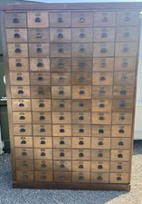 Antique Bank Of 72 Drawers, Museum Specimen Drawers, War Office, One Available!