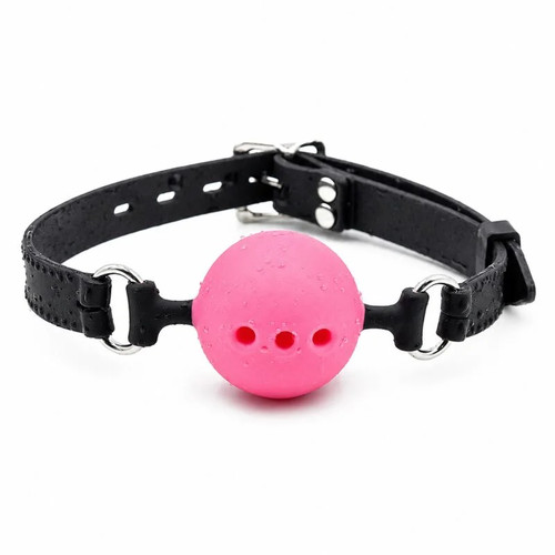 Leather ball gag - leather, pink