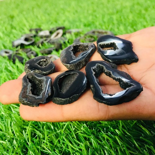 Natural black slice - black, agate