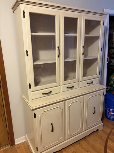 Antique style beige hutch - style,