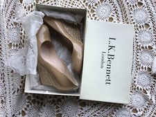 L K Bennett Taupe Maddox Patent Leather Wedge Shoes Size 6 Brand New