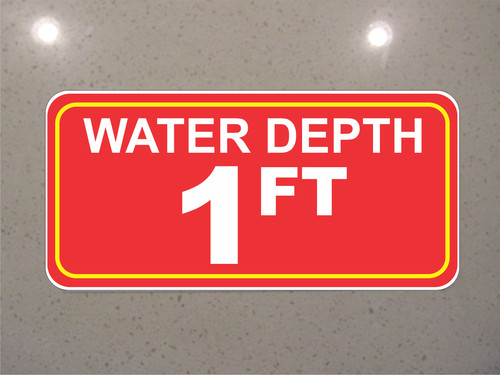 Water depth foot metal sign - water,