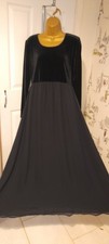 Laura Ashley Vintage Regency Black Silk & Velvet Long Midi Maxi Dress Size 12/14