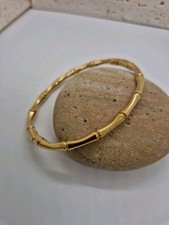 NEW 18k Gold Plated Non Tarnish Waterproof Bamboo Clasp Bangle