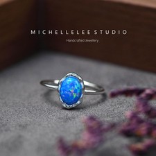 Hammered Opal Ring, Dainty