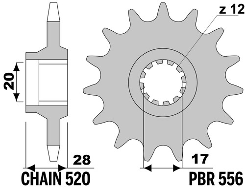 Pbr front sprocket - silver, in
