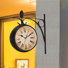 Two Face Double Sided Clock Retro Ornament Outdoor Garden Station Hanging Clocks