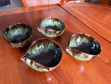 vintage woburn green & brown  drip glazed bowls x 4 1990's