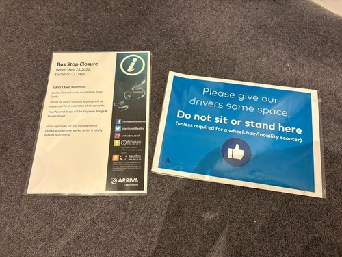 Arriva bus notice x2 - bus,