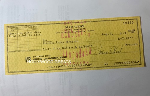 Mae west personal checks hand - personal,