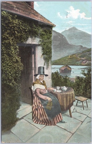 Welsh woman tea cottage - tea, wales