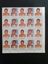 St. Vincent, 1985 $2 Michael Jackson, MNH Block of 20 Stamps #B21498