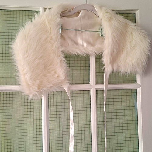 White faux fur bridal bolero - fur,