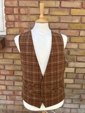 Brown Harris tweed with navy check 3 button single breasted waistcoat 36"-60"