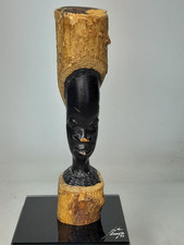 African Art Ebony ? Carved Head 16.5cm Tall Please Read Description