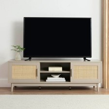 Dusk Isla Wide 140cm TV Media Unit Cabinet in Taupe and Rattan RRP £199
