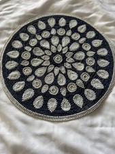 Beaded Table Mat Shimmery Navy