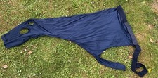 Navy Lycra full face stretchy hood size large snuggly neck show keep manes shiny