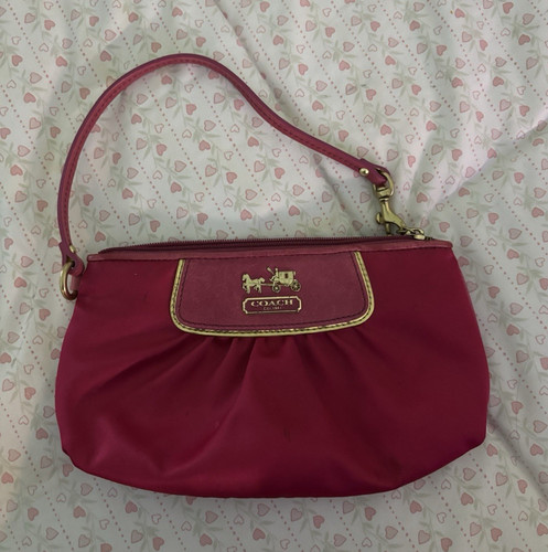 Coach pink wristlet - zip, clutch