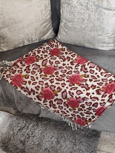 Leopard rose print throw - &,