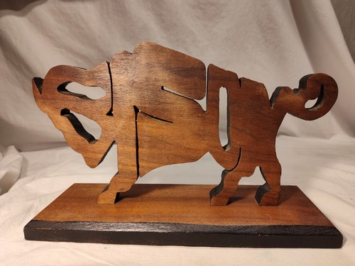Jigsaw carved american buffalo - american,